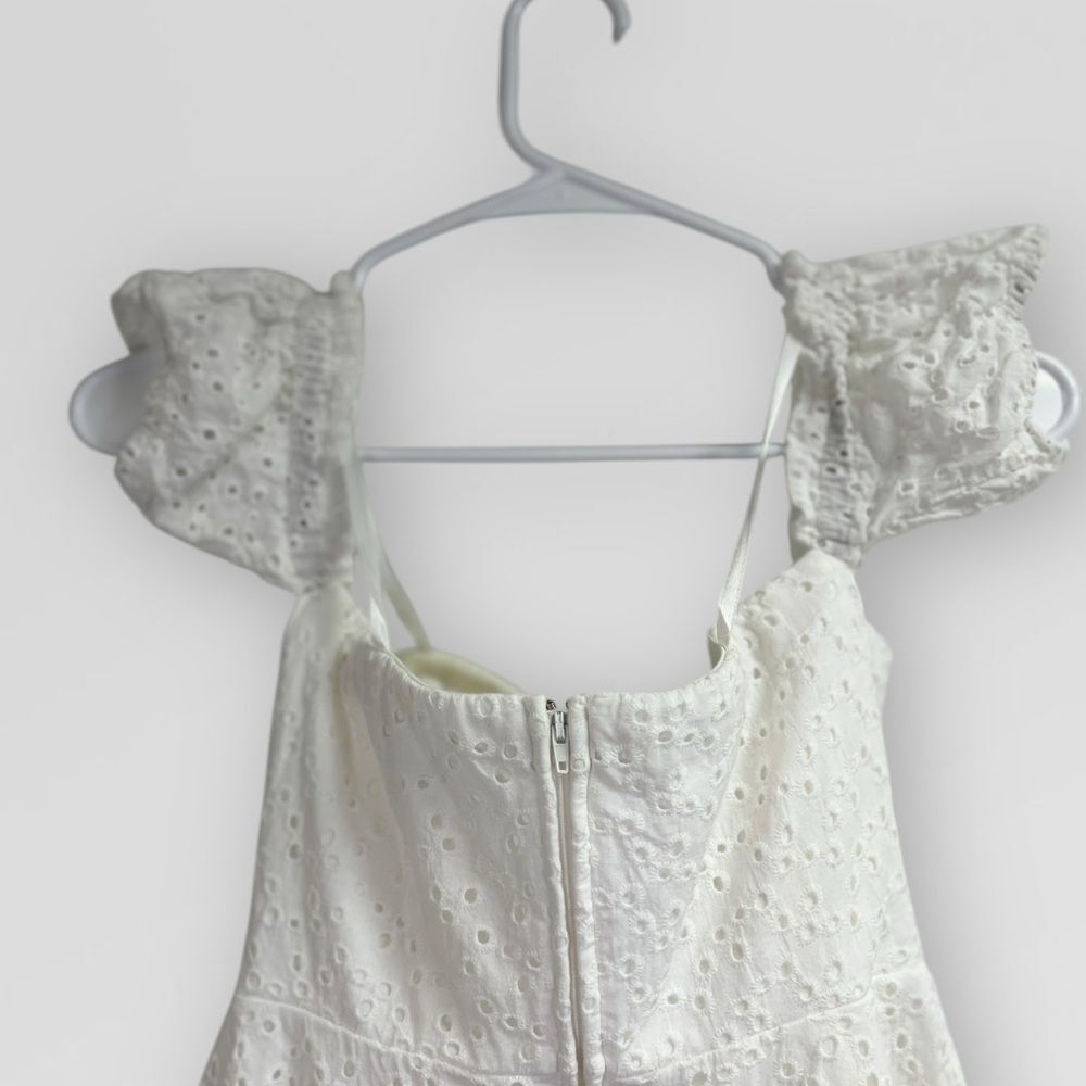 City Studio White Eyelet Off the Shoulder Milkmaid Dress, sz 3 Juniors. Lace up - Picture 7 of 16